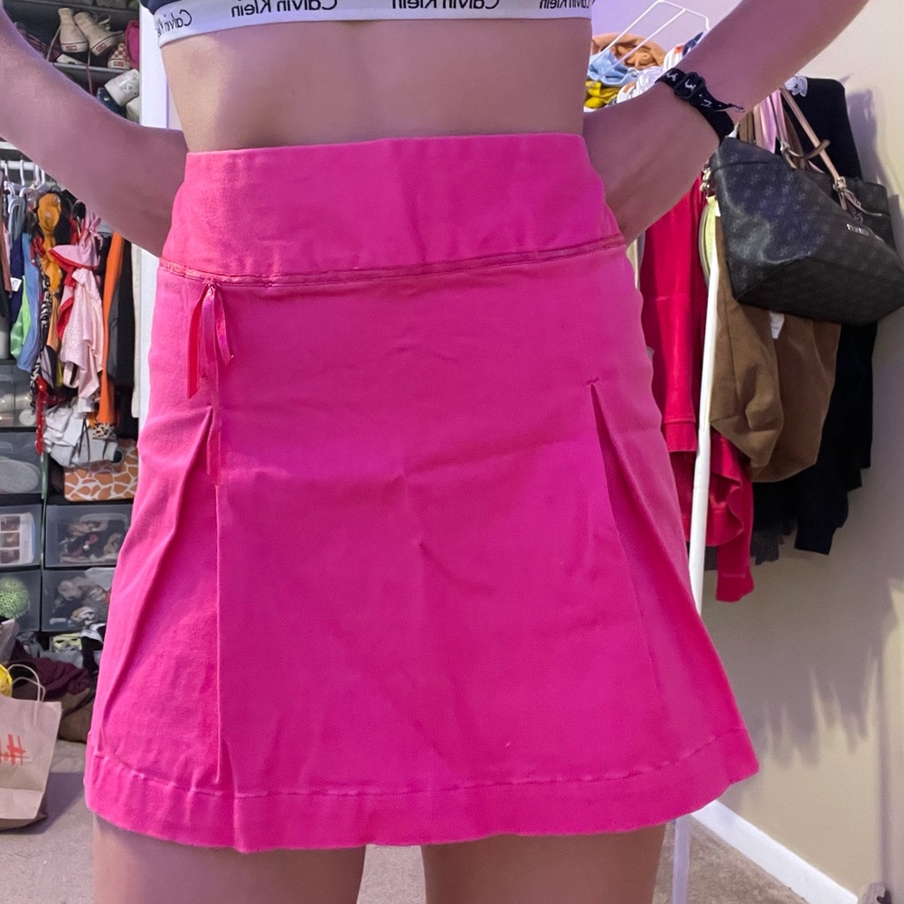 Hot Pink Pleated Mini Skirt